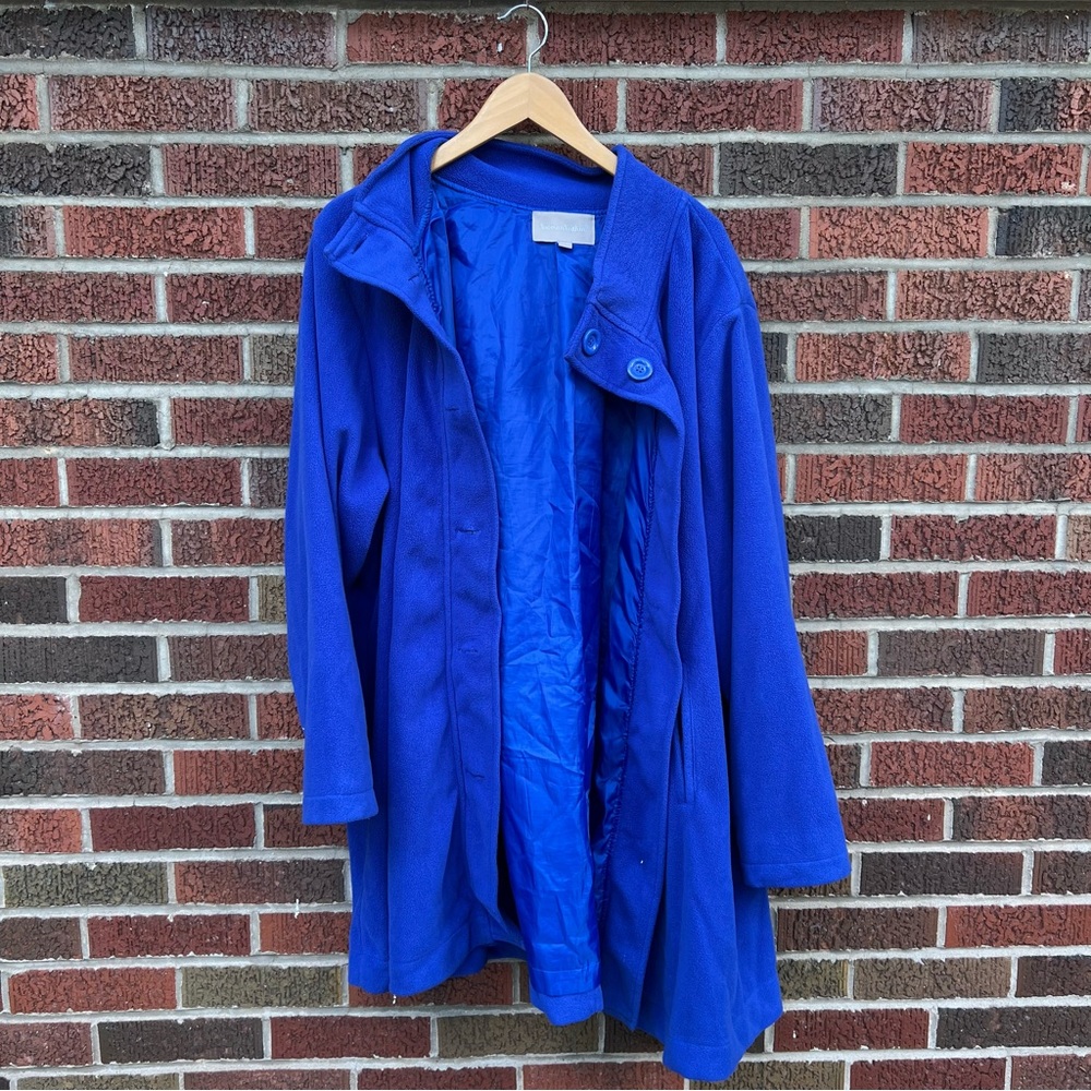 Woman Within Royal Blue Button Down Long Line Pea Coat